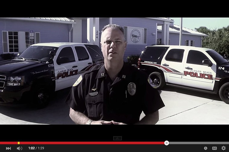 Flagler Beach Police Department Captain Matthew Doughney warns residents to lock their cars and keep valuables out of sight in a PSA created by Officer Kevin Pineda with assistance from students at Full Sail University in Winter Haven, Florida.