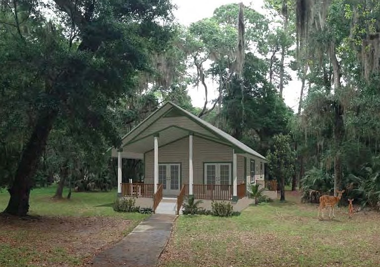 Cottages like this one, designed by architect Joseph Pozzuoli, will be built at Princess Place and the River-to-Sea Preserve. (Photo from county workshop backup documentation.)