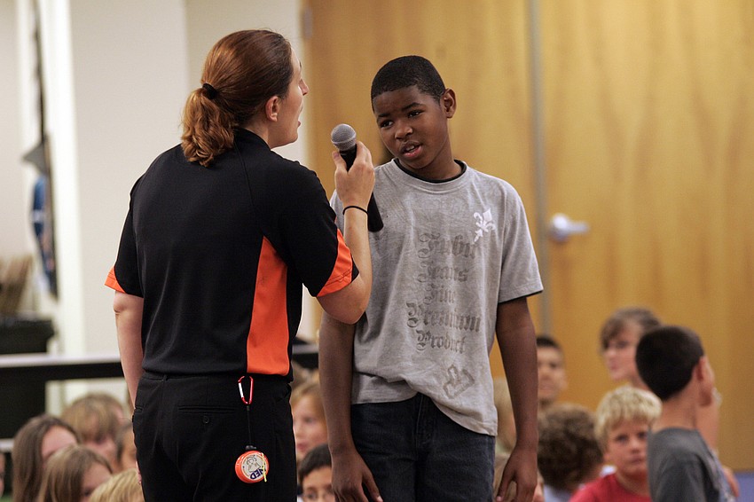 Fifth-grader David Hamilton explained what it means to be a champion in school and in life.