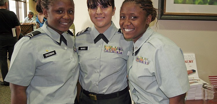 Schyller Goodman, Alejandra Cantu and Shaturri Goodman are all members of Lakewood Ranch High's JROTC.