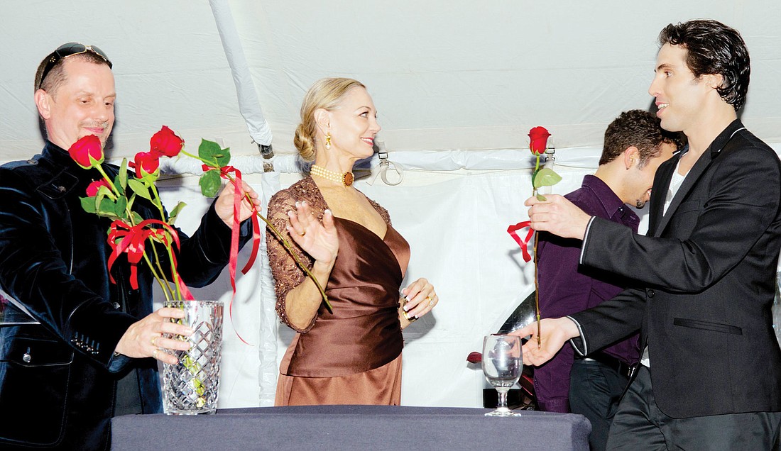 Sarasota Ballet Artistic Director Iain Webb, founder Jean Weidner and principal dancer Octavio Martin. Each male dancer presented Jean with a red rose at the dinner following the 20th anniversary performance.