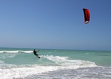 Tony Grinnell welcomed the choppy waves and wind Monday, April 4 as he kitesurfed in the Gulf of Mexico.