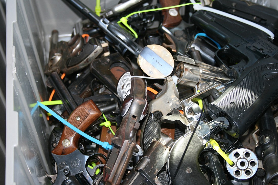 More than 100 guns were turned in at the previous event in February 2010.