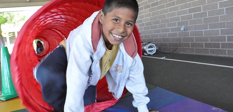 Rodolfo Estraea, 8, went as fast as he could through the tunnel.