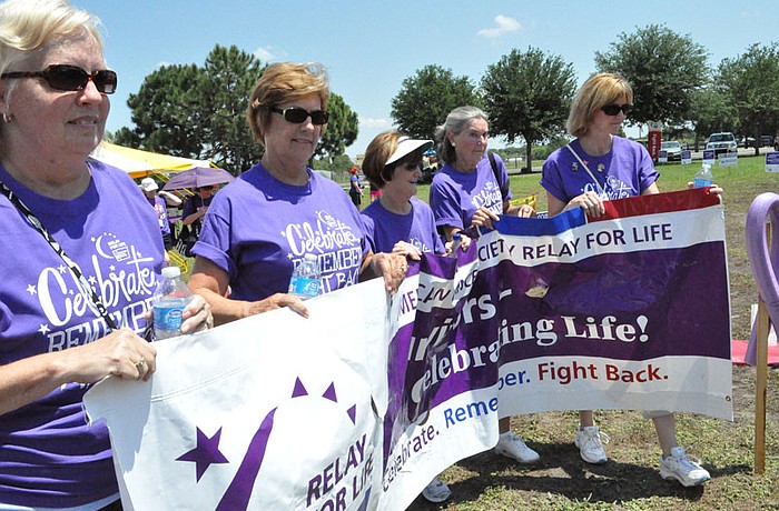 Following the kickoff ceremony, survivors walked the first lap around the school's bus loop.