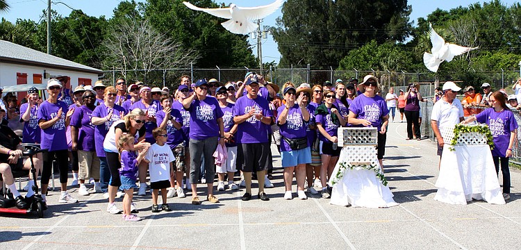Doves were let loose at the start of the survivor lap, the first lap done during 2011's Relay for Life on Saturday, April 9 at Sarasota High School.