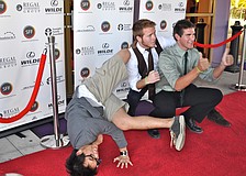 Alek Senenoi, Justin Dodd and Matt Arbucci strike a pose on the red carpet.
