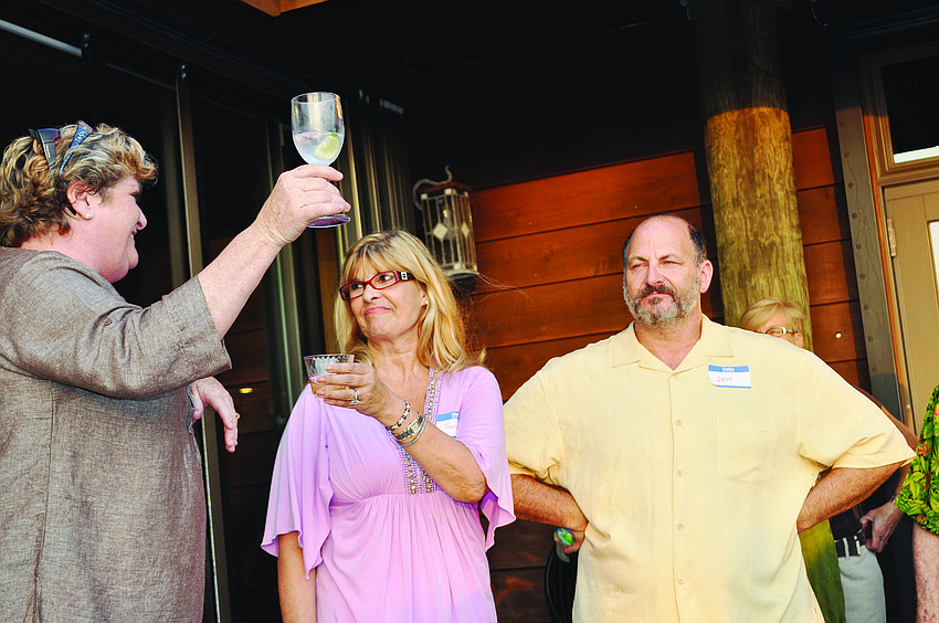 Maureen Horn toasts with Teena and David Kantor