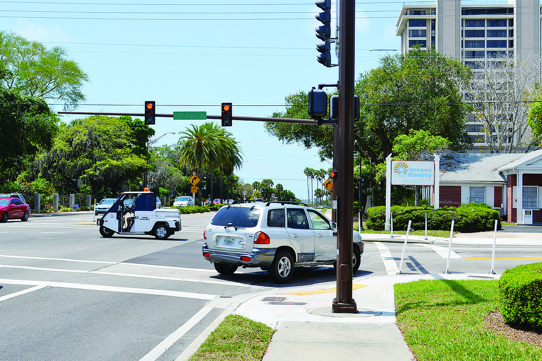 Cars turning on red without fully stopping from Mound Street right onto Orange Avenue was cited as one of the county's frequent traffic violations.