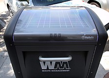 A new addition to downtown is a solar compactor called "Big Belly."