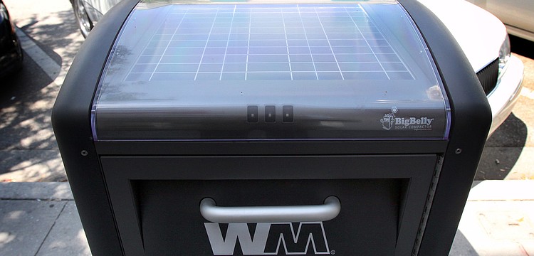 A new addition to downtown is a solar compactor called "Big Belly."