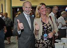 Norman Olshansky and Mary Lou Bale gave the event a thumbs up.