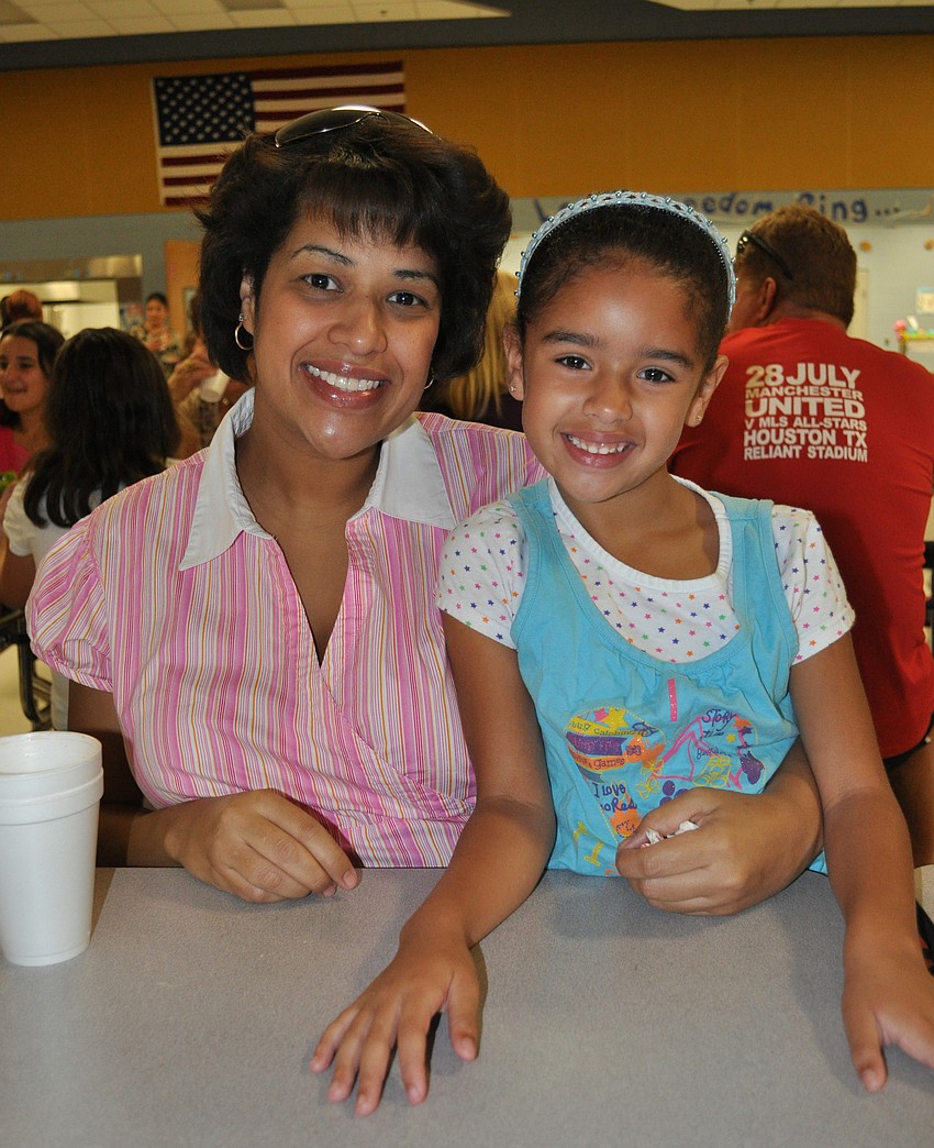 Kindergartner Ambar Arredondo thoroughly enjoyed attending her first Muffins with Mom event with her mom Clara.