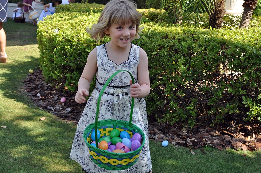 Six-year-old Sarah Pickering couldn't wait to count how many eggs she collected.