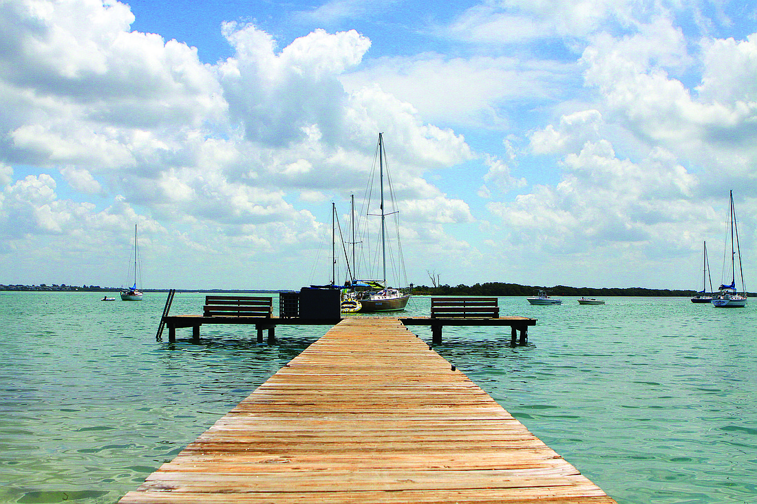 A view of Sarasota Bay from the town dock shows off one of the north end's assets.