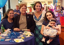Jackie Watanabe, Cheryl Fuller, Katelyn Knaak, Amanda Ortega and Gabriela Ortega enjoy themselves at the Paint the Town Blue event.