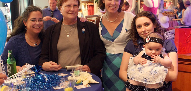 Jackie Watanabe, Cheryl Fuller, Katelyn Knaak, Amanda Ortega and Gabriela Ortega enjoy themselves at the Paint the Town Blue event.