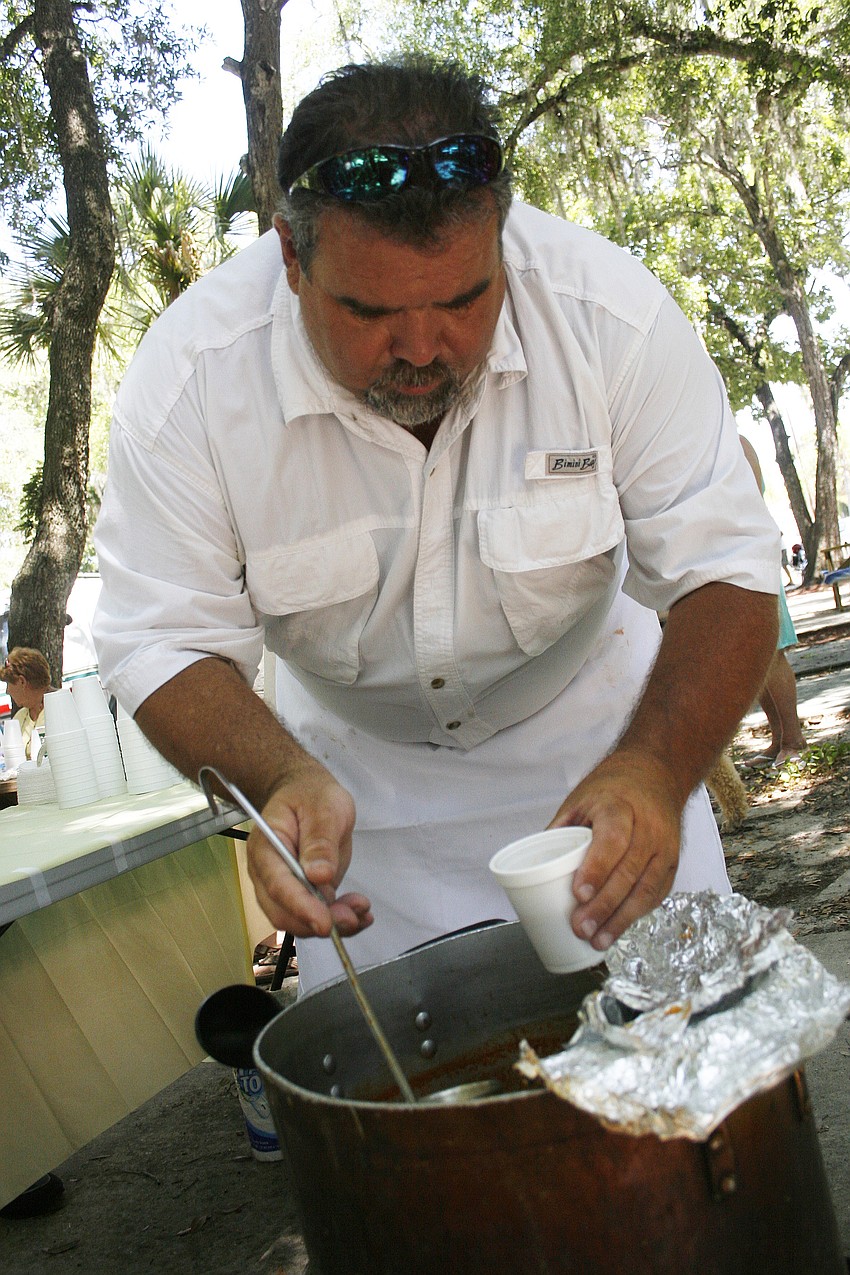 Scott Eavis served Linger Lodge's signature gumbo.