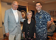 Skip Kister, honored guest Betty Shilalie and U.S. Navy Lt. Commander Raul Rojas