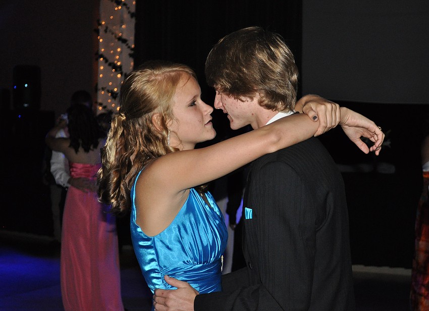 Katie Lawlyes and Nathan Frantz share a special moment out on the dance floor.