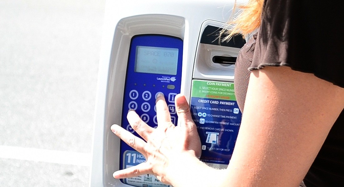Downtown parking meters will accept payment with coins and credit/debit cards. However, dollar bills cannot be used.