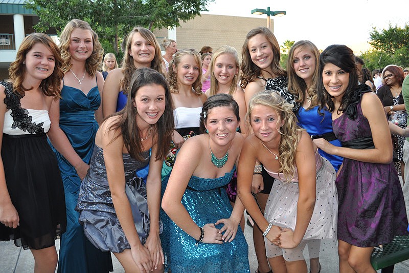 Students gathered outside for the announcement of eighth-grade notables before the dance.