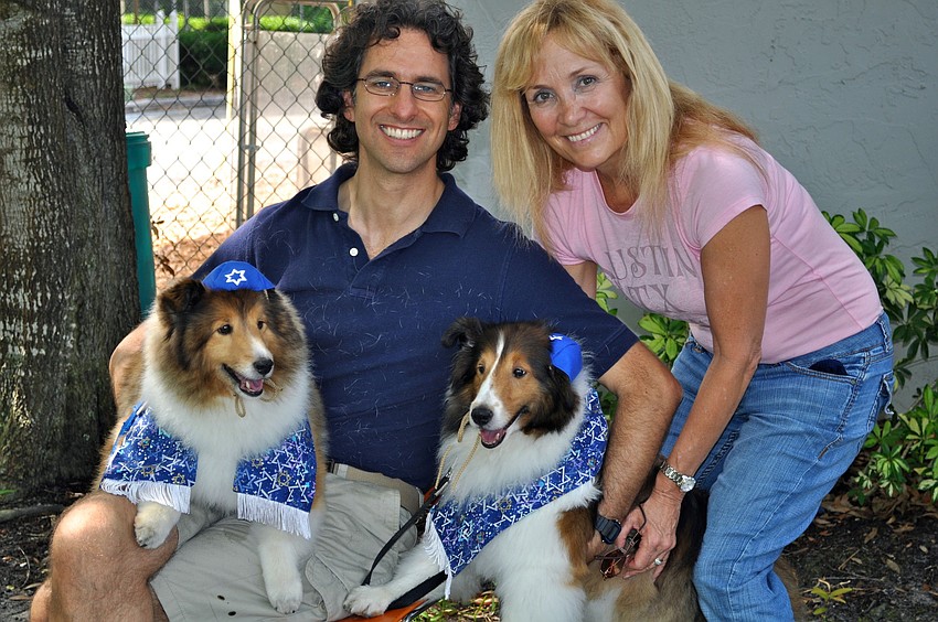 Rabbi Brenner Glickman with Joanne Watkins, Jasper and Rocky