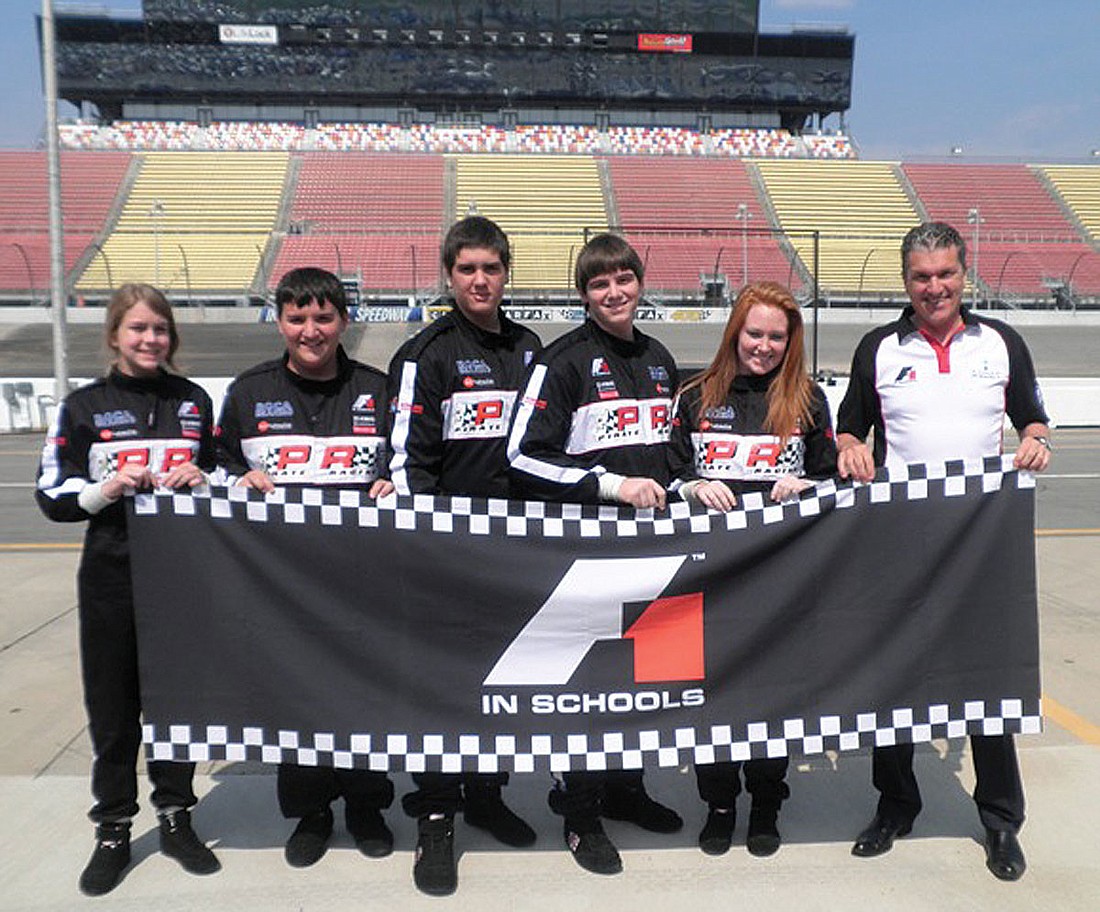 Five Braden River High Schools students returned recently from Michigan after a strong finish at the Society of Automotive Engineers' Formula One in Schools USA National Championships.