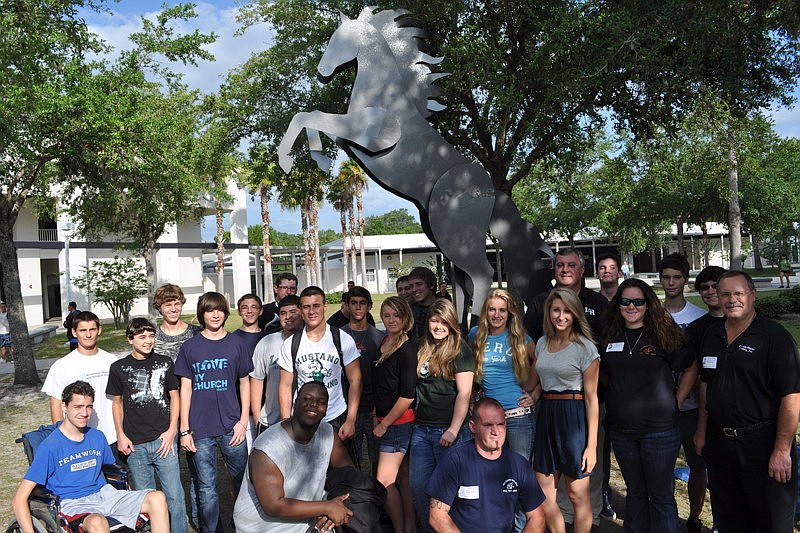 About 50 students worked on the statue.