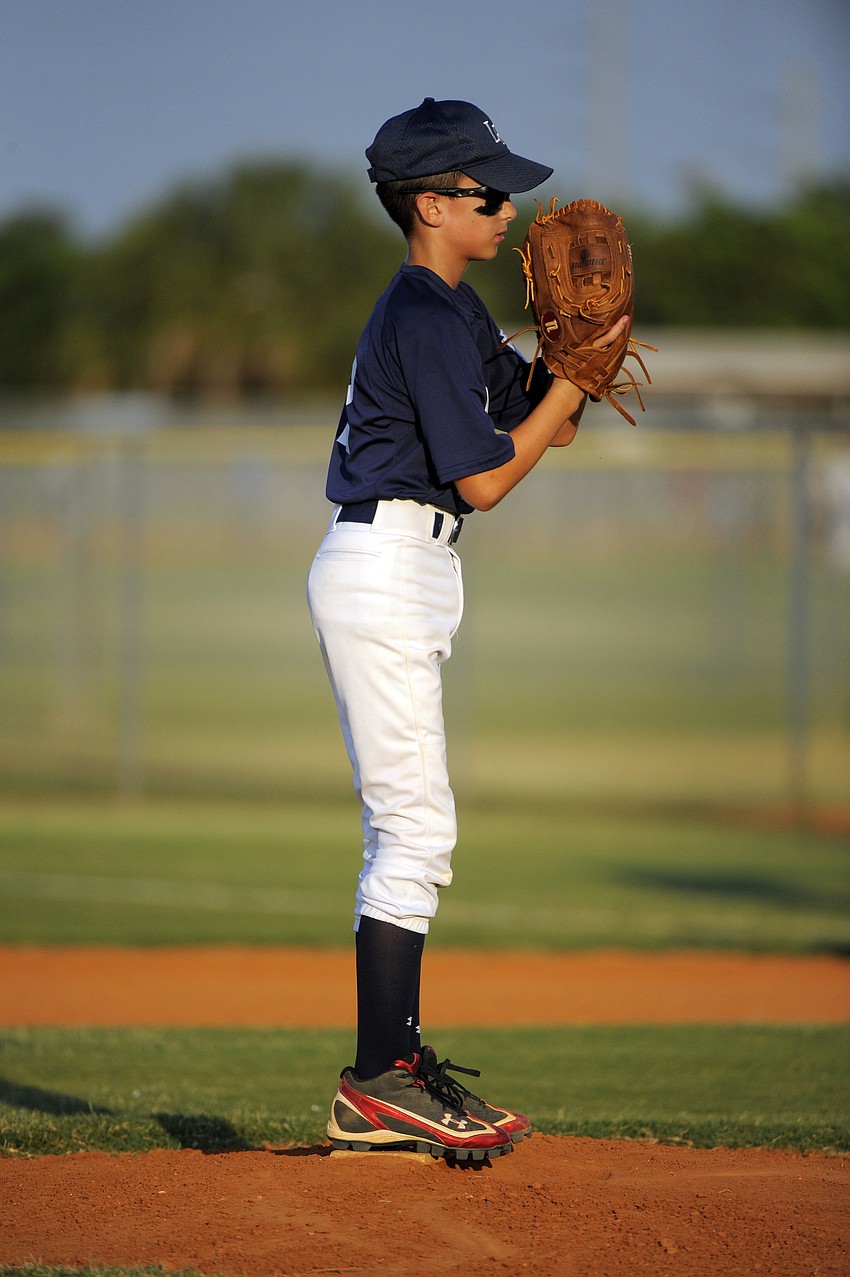 Braden River Elementary fourth-grader Paul Labriola pitches for Lakewood Ranch Little Leagueâ€™s Czai and Gallagher Minors team.