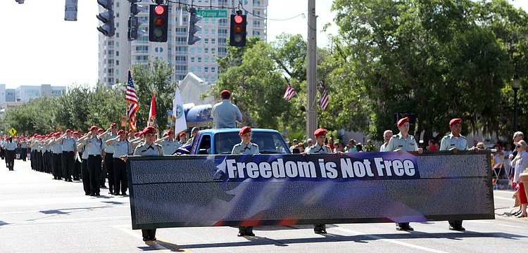 The Sarasota Military Academy makes their way down Main Street Monday, May 30 during the Memorial Day parade.
