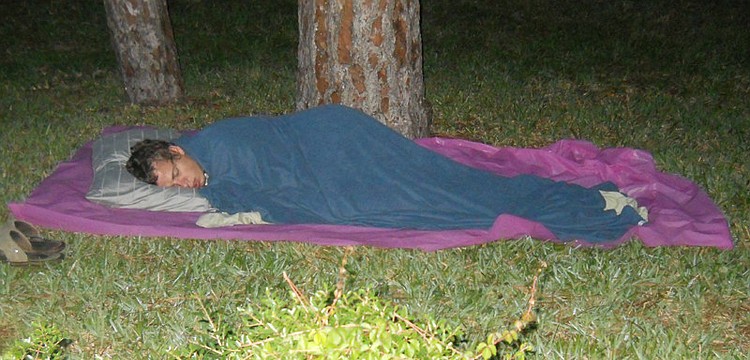 Youths spent the night sleeping under the stars.