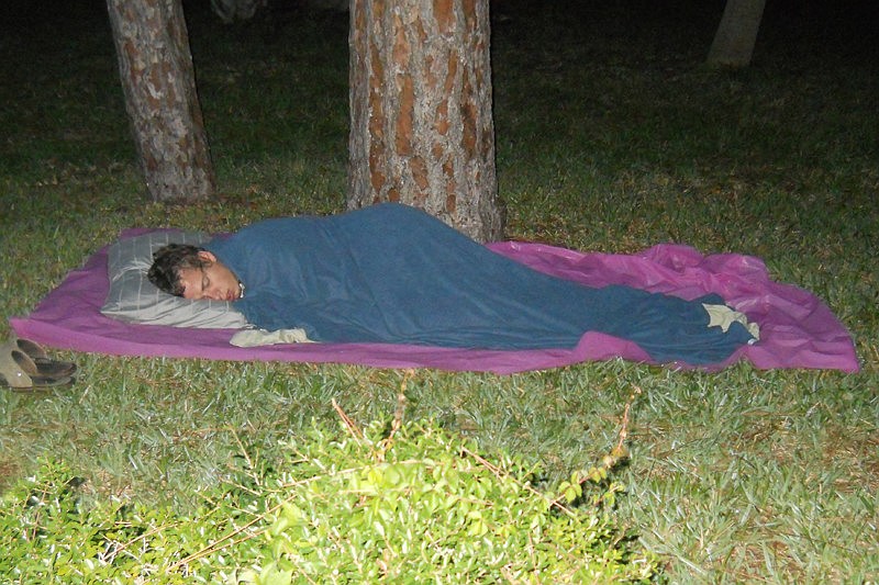 Youths spent the night sleeping under the stars.