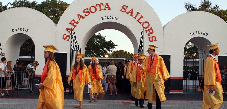 The Sarasota High School class of 2011 made their way through the archway that leads into Cleland Stadium where over 475 students graduated Friday, June 3.