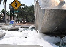 Every time the wind blew, soapy bubbles flew through the air.
