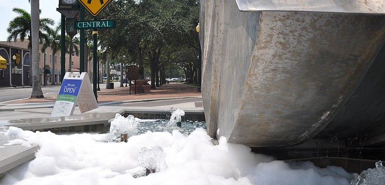 Every time the wind blew, soapy bubbles flew through the air.