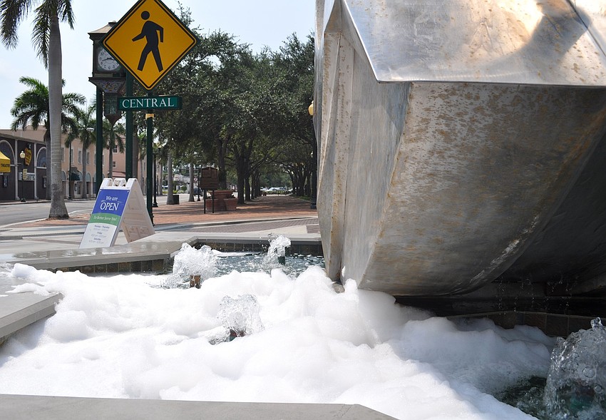 Every time the wind blew, soapy bubbles flew through the air.