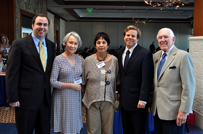 Joe Gruters, Zenobia Davis, Norma Brown, Senator Mike Haridopolos and President of the Sarasota Republican Club Chuck Volkert