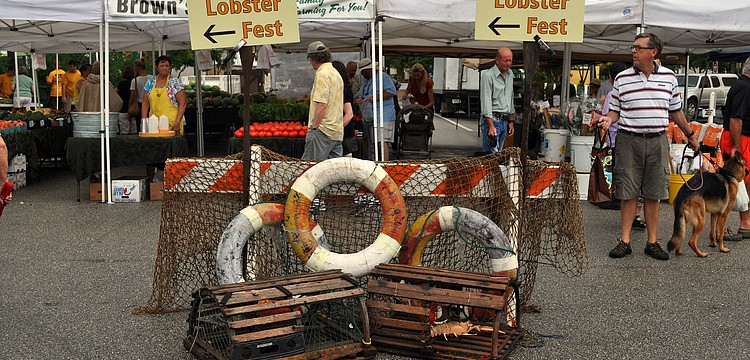 A nautical set up was created on the corner of Lemon and State to direct people to the Shrimp and Lobster Festival put on by the Sarasota Farmers Market.