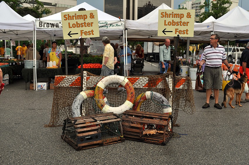 A nautical set up was created on the corner of Lemon and State to direct people to the Shrimp and Lobster Festival put on by the Sarasota Farmers Market.