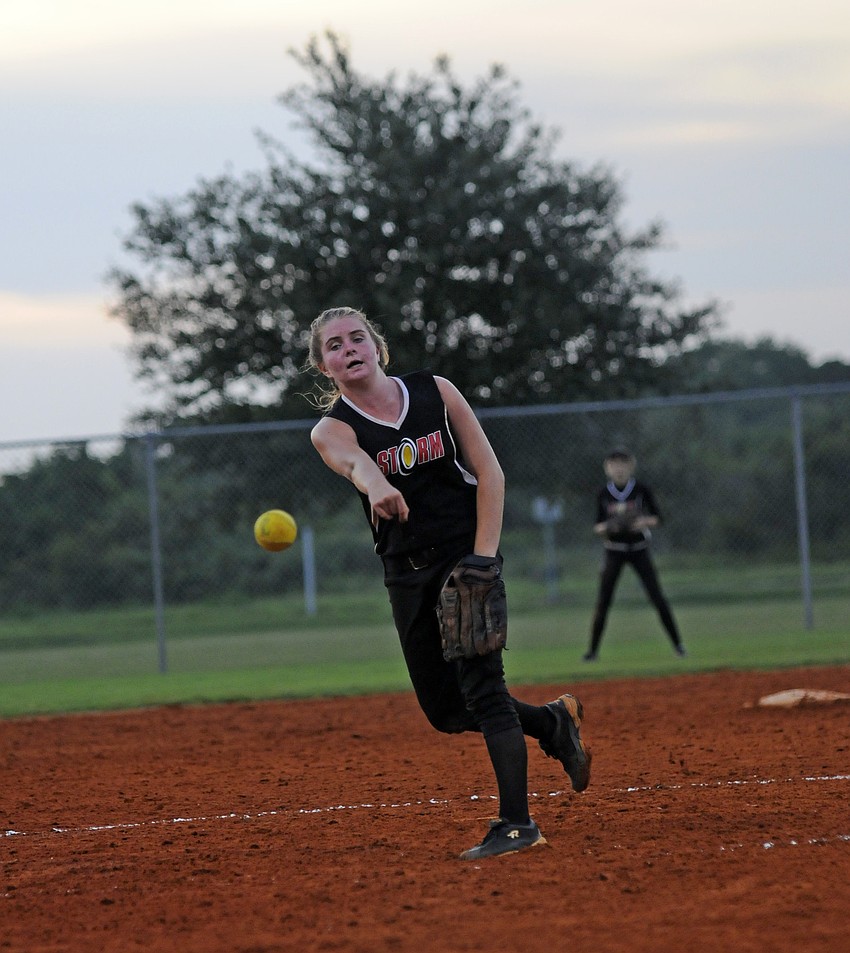 Lexi Phelps pitched a complete game for the Storm 97 team against the Sarasota Heat 98 team.