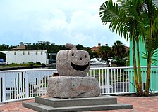 We found a pumpkin sculpture sitting in a parking lot on Tamiami Trail.