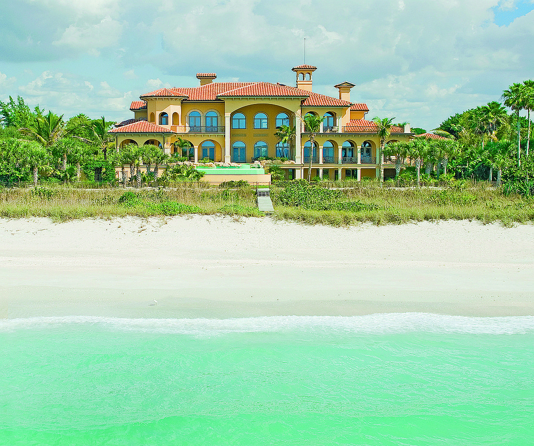 The Gulf-front Casey Key home at 1011 Casey Key Road has six bedrooms, six baths, four half-baths, a pool and 10,291 square feet of living area. It sold for $7,575, 000.