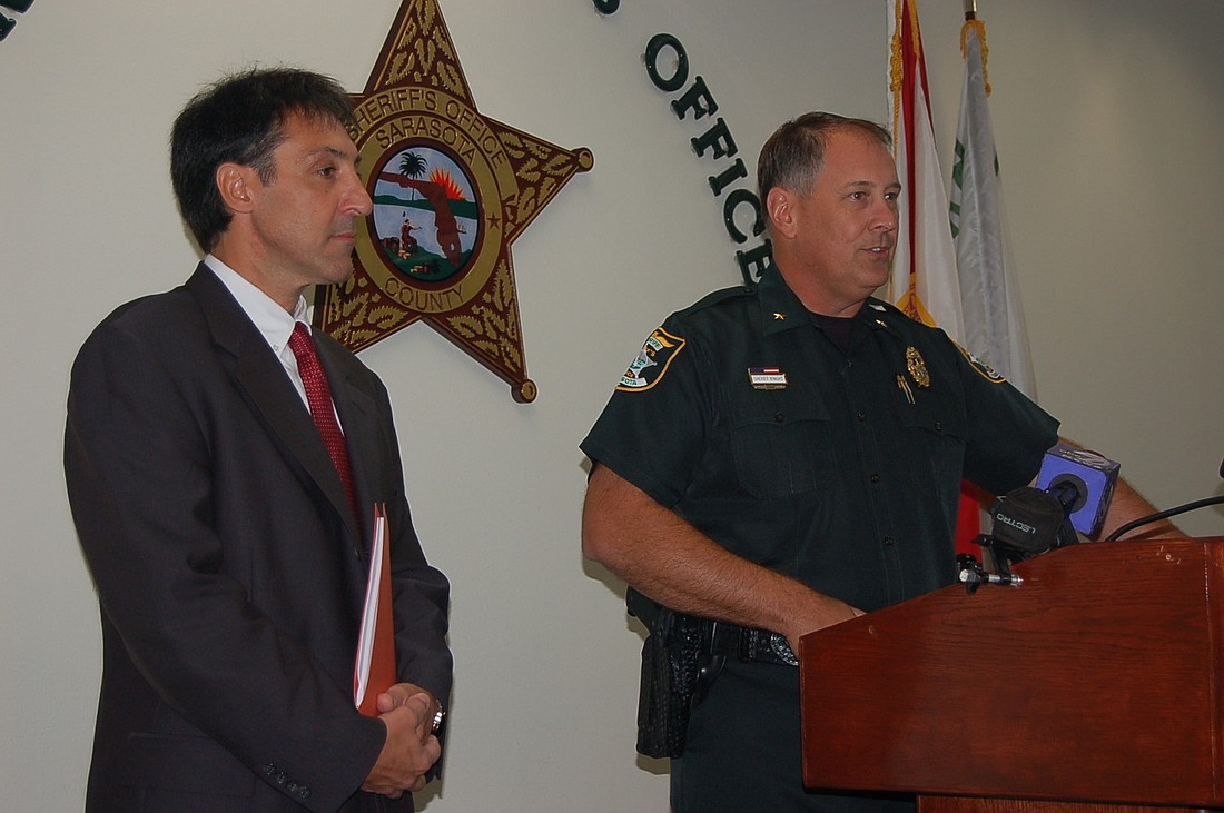 Chief Assistant State Attorney Ed Brodsky, left, and Sheriff Tom Knight, right, release the findings of their investigation.