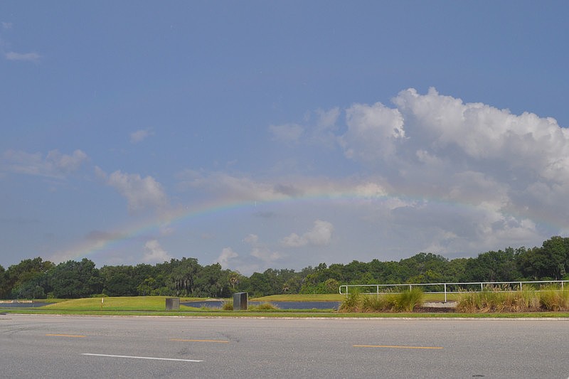 Drivers along Lakewood Ranch Boulevard this morning viewed a picture-perfect rainbow after a brief rain shower.