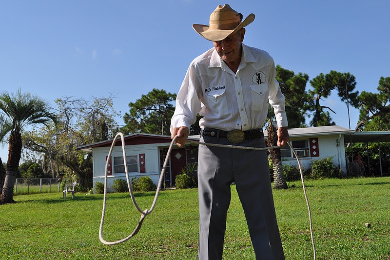 Hub Hubbel still practices his roping regularly. He turned 93 on Aug. 3.