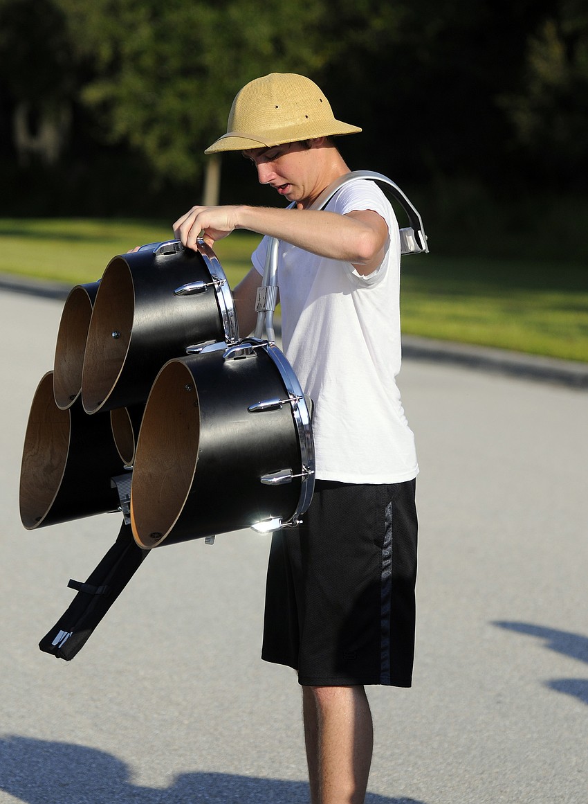 Senior Orion Newberry is one of the leaders of the Pirates drumline.