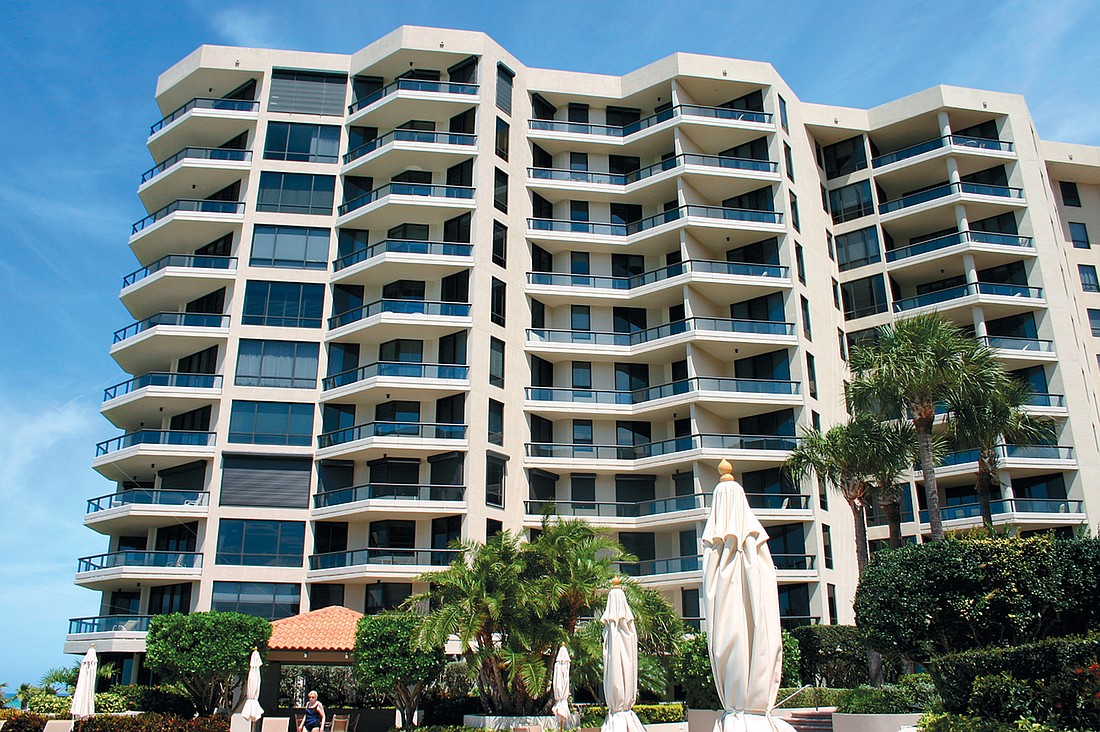 Unit PH1107 at The Water Club II, 1281 Gulf of Mexico Drive, has three bedrooms, four-and-a-half bathrooms and 3,273 square feet of living area. It sold for $2.4 million.
