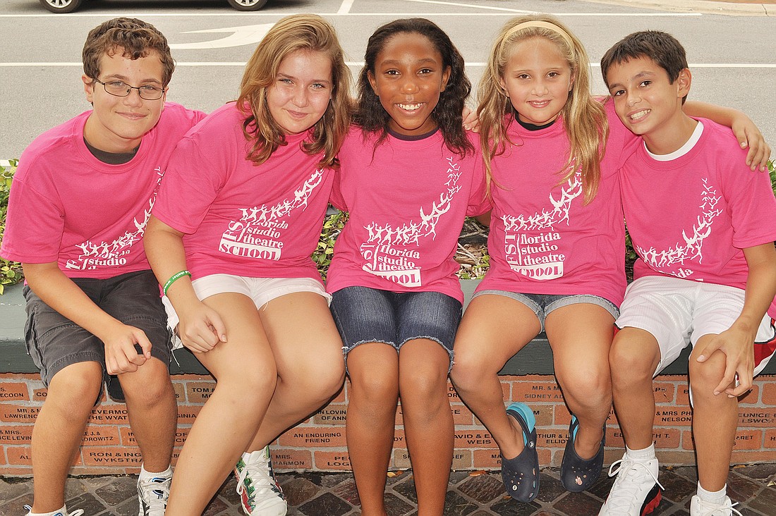 Andrew Stevens, Katy Cartlidge, Amara Merritt, Stefani Wald and Nicholas Collins will sport pink T-shirts during their end-of-summer recital at Florida Studio Theatre.