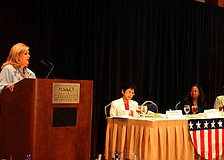 Guest speaker Anna Rodriguez spoke to the crowd Saturday, Aug. 20 during the 91st Anniversary Celebration For Womenâ€™s Equity at the Hyatt Regency Sarasota.